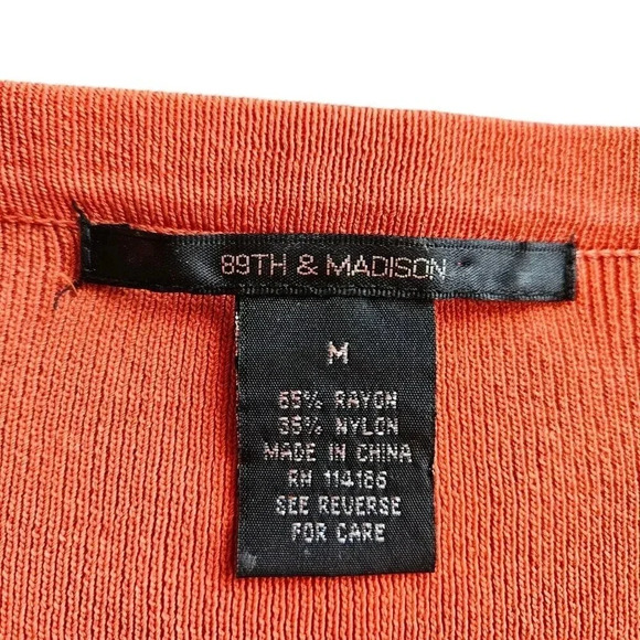 89th & Madison Rayon Nylon Button-Down Cardigan 3/4 Sleeve Size Medium - Picture 9 of 10